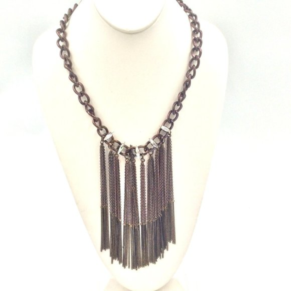 Spike Fringe multi strand Tribal‎ punk goth Brutalist Boho Chain NECKLACE